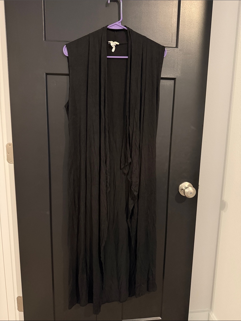 Black Sleeveless Long Draped cover up